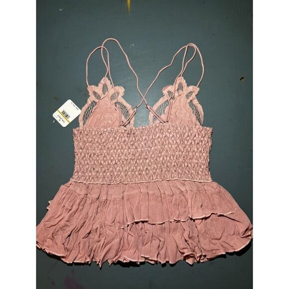 Free People, crisscross spaghetti straps top, flowy, ruffles, cottagecore, fairy - Picture 6 of 6